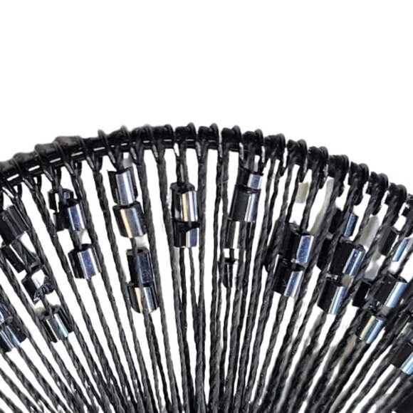 Black Beaded Round Clip On Earrings - Picture 3 of 10